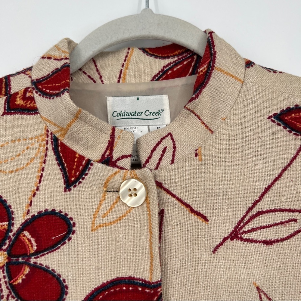 Coldwater Creek Floral Embroidered Collared Long Sleeves Buttondown Jacket - Picture 3 of 10